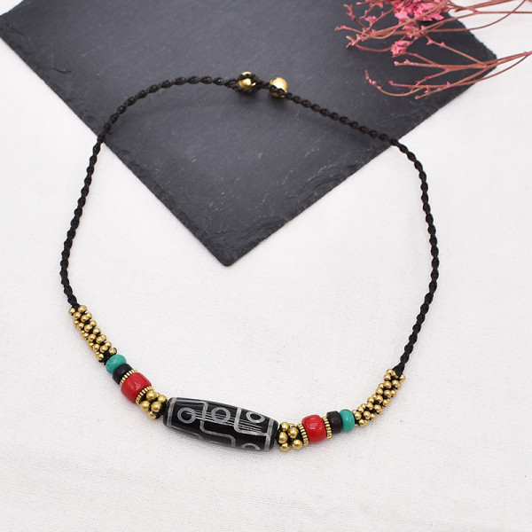 N-8045 Vintage Bohemian Necklace Exquisite Pattern Beads Forehead Pendant Necklace For Women Girls Gift