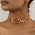 N-8044 Open Collar Necklace Women Silver Simple Cross Chokers Necklaces