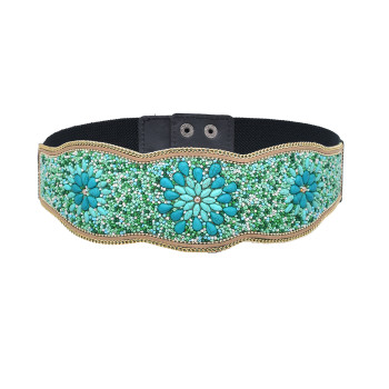N-6613 Bohemian Fashion Vintage Charm  Belt Belly Chain Inlay Imitation Turquoise Resin Beads Elastic Adjustable Waist Belly Chain Body Jewelry