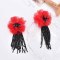 E-6575 Fashion Organza Flowers Black Yellow Acrylic Long Tassel Earrings Clear Black Crystal Flower bud for Women Party Gift