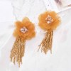 E-6575 Fashion Organza Flowers Black Yellow Acrylic Long Tassel Earrings Clear Black Crystal Flower bud for Women Party Gift