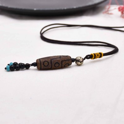 N-8041 Ethnic style Necklace Brown Tibetan Celestial Beads Sweater Chain