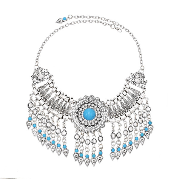 N-8040 Coin Tassel Women Necklace Vintage Bohemian Ethnic Chains Chokers Necklaces