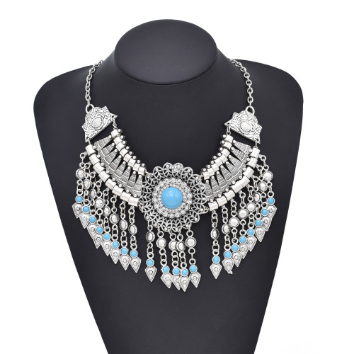 N-8040 Coin Tassel Women Necklace Vintage Bohemian Ethnic Chains Chokers Necklaces