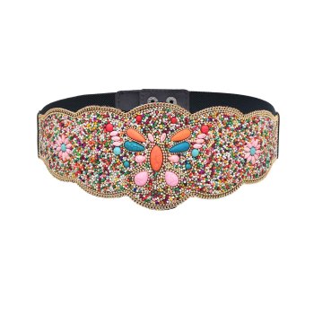 N-8054 Butterfly Women Belt Ethnic Bead Statement Wide Elastic Turkish Charms Body Jewlery