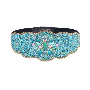 N-8054 Butterfly Women Belt Ethnic Bead Statement Wide Elastic Turkish Charms Body Jewlery