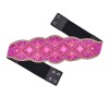N-8055 Rose Red Geometric Block Stone Waistband Elastic Leather Belts