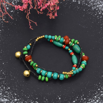 N-8057 Vintage Tibetan Bead Pendant Beaded Choker Necklace for Women Girls Party Gift