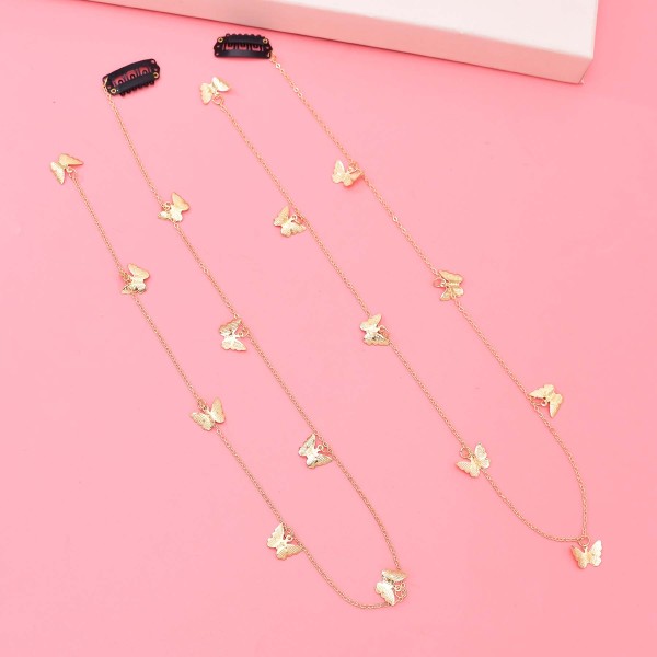 F-1066 1 Pair Butterfly Long Chain Tassel Hair Clips for Women Girls