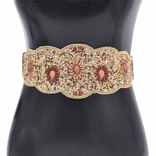N-7624 Handmade Bohemian Multicolors Resin Beads Statement Belly Waist Body Chain Dress Belt Waistbands Ethnic Jewelry