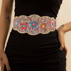 N-7624 Handmade Bohemian Multicolors Resin Beads Statement Belly Waist Body Chain Dress Belt Waistbands Ethnic Jewelry