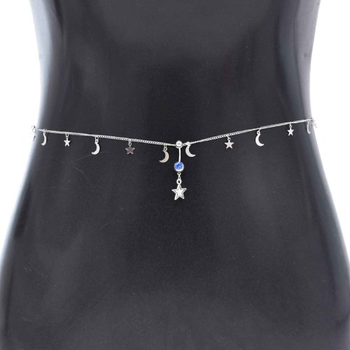N-8063 Simple Women Silver Body Jewelry Pendant Tassel Heart Statement Waist Chains