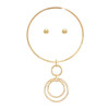 N-8061-G/S Alloy Circle Layered Necklace Simple Choker Girls Earring Stud Set for Women Vacation Party Jewelry Decoration