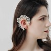 E-6577 1 Pc Acrylic Flower White Pearl Gold Alloy Wedding Ear Cuff Sweet Flower Handmade Ear Cuff