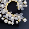 E-6577 1 Pc Acrylic Flower White Pearl Gold Alloy Wedding Ear Cuff Sweet Flower Handmade Ear Cuff