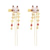 F-1068 1 Pair Fox Rabbit Hairpin Long Tassel Chinese Girl Cute Hair Accessories
