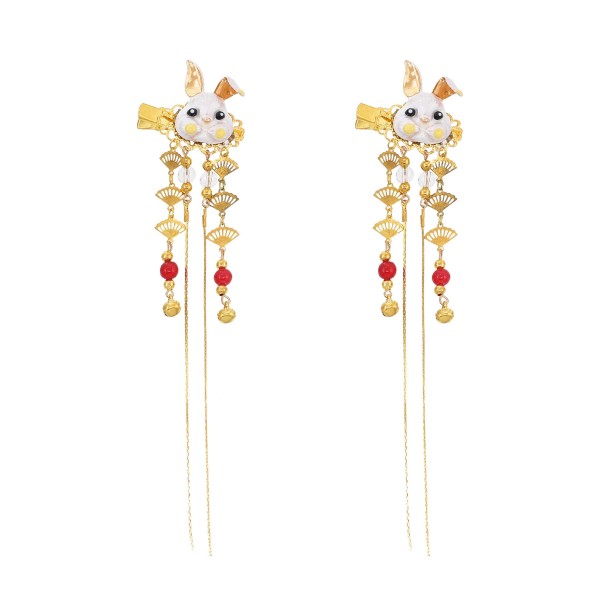 F-1068 1 Pair Fox Rabbit Hairpin Long Tassel Chinese Girl Cute Hair Accessories