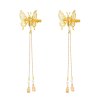 F-1070 2PC Butterfly Hairclips Women Long Tassel Cute Bangs Hair Jewelry