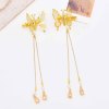 F-1070 2PC Butterfly Hairclips Women Long Tassel Cute Bangs Hair Jewelry