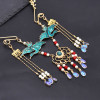 N-8062 New Vintage White Crane Noble Luxury Pearl Metal Long Tassel Pendant Necklace Women's Party Jewelry