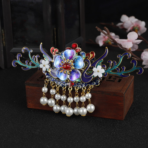 F-1067 Retro flower hairpin jewelry Pearl Tassel costume wedding hair accessories Banquet party for Women Girl Gift