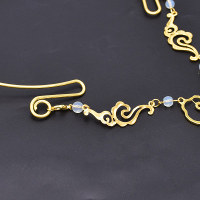 N-8064 New Vintage Clouds Bells Luxury Pearl Metal Long Tassel Pendant Necklace Ladies Banquet Jewelry