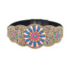 N-8071-BK/GR/PI Rice Bead Women Dress Belt Ethnic Statement Wide Elastic Body Belt for Girls Women Dancing Decoration
