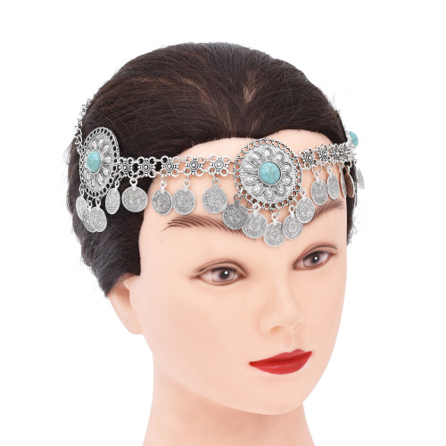 F-1074 Vintage Bohemian Coin Tassel Headband Ethnic Statement Hair Jewelry for Women Girls