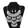 N-7781 Gypsy Vintage Metal Leaves Tassel Statement Necklaces Earrings Sets for Women Boho Party Jewelry Sets