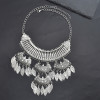 N-7781 Gypsy Vintage Metal Leaves Tassel Statement Necklaces Earrings Sets for Women Boho Party Jewelry Sets