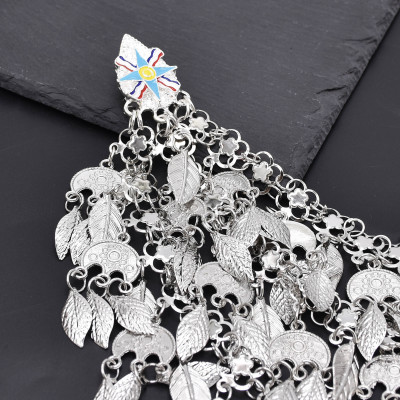F-1075 Assyrian Gypsy Silver Metal Leaves Tassel Hairband Bohemian Star Flag Headwear Women's Banquet Jewelry
