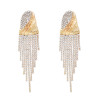 E-6579 New Alloy Fashion Rhinestone Long Tassel Earrings for Women's Party Jewelry Birthday Gift