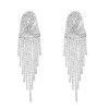 E-6579 New Alloy Fashion Rhinestone Long Tassel Earrings for Women's Party Jewelry Birthday Gift