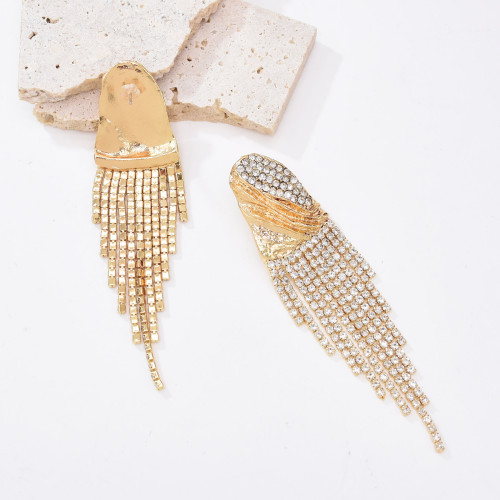 E-6579 New Alloy Fashion Rhinestone Long Tassel Earrings for Women's Party Jewelry Birthday Gift