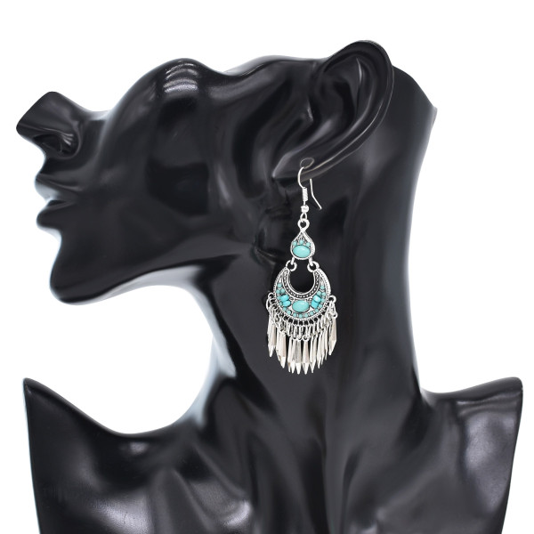 E-6580  Bohemian Turquoise Beads Tassel Lady Pendant Earrings Suitable for Ladies' Party Jewelry Gifts