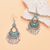 E-6580  Bohemian Turquoise Beads Tassel Lady Pendant Earrings Suitable for Ladies' Party Jewelry Gifts