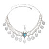 F-1076-BL/RE Women Heart Headband Beads Coin Tassel Dance Head Chain Costume Jewelry Accessories for Girls Decoration