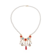 N-8075  Fashion Pearl Red Crystal Choker Necklace for Women Girls