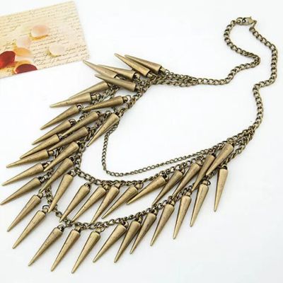 Punk Rock Gothic gun black Rivets Tassel necklace N-1306