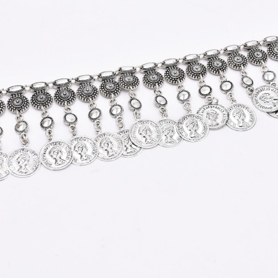 N-8077 Vintage Coin Tassel Women Body Chain Bohemian Ethnic Statement Belt Chain for Dancing Dress Decoration