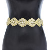 N-8079 Fashion Women Hollow Gold Flower Belly Chain Waist Chain Clear Crystal Rhinestone Alloy For Women Party Dance Jewelry Accessories