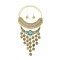 N-8078 Vintage Gold Silver Circle Long Tassel Moon Choker Necklace