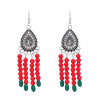E-6585-BL/RE Vintage Tibetan Earrings Ethnic Bead Tassel Dangle for Women Girl Vacation Party Festival Jewelry Gift