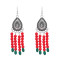 E-6585-BL/RE Vintage Tibetan Earrings Ethnic Bead Tassel Dangle for Women Girl Vacation Party Festival Jewelry Gift