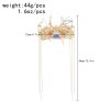 F-1083 Antique Stone Women Hairband Weddings Bride Long Tassel Hair Jewelry