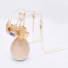 F-1083 Antique Stone Women Hairband Weddings Bride Long Tassel Hair Jewelry