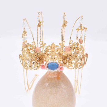 F-1083 Antique Stone Women Hairband Weddings Bride Long Tassel Hair Jewelry