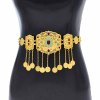 N-8089 Fashion Gypsy Silver GOLD Alloy Coin Tassel Red Crystal Blue Resin Beads Belly Body Chain Waist Chain Body Jewelry
