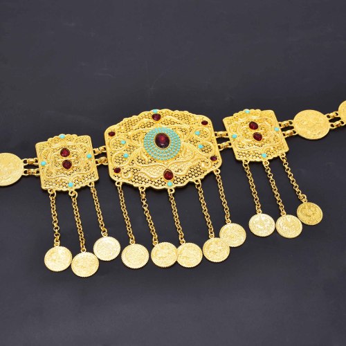 N-8089 Fashion Gypsy Silver GOLD Alloy Coin Tassel Red Crystal Blue Resin Beads Belly Body Chain Waist Chain Body Jewelry