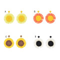 E-6587-A/B/C/D Summer Raffia Braided Sunflower Earrings Fashion Dangle For Women Girls Vacation Party Jewelry